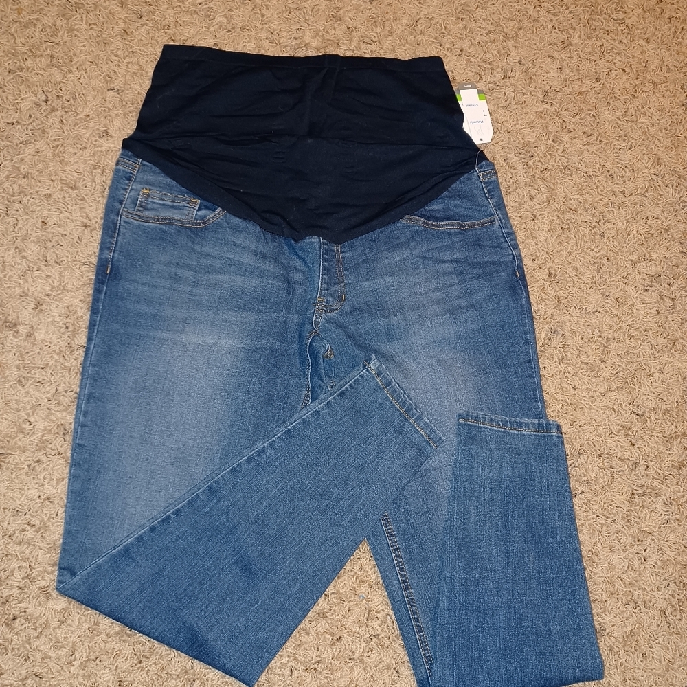 Time and Tru Women's Maternity 5 Pocket Skinny Blue Jean Pants